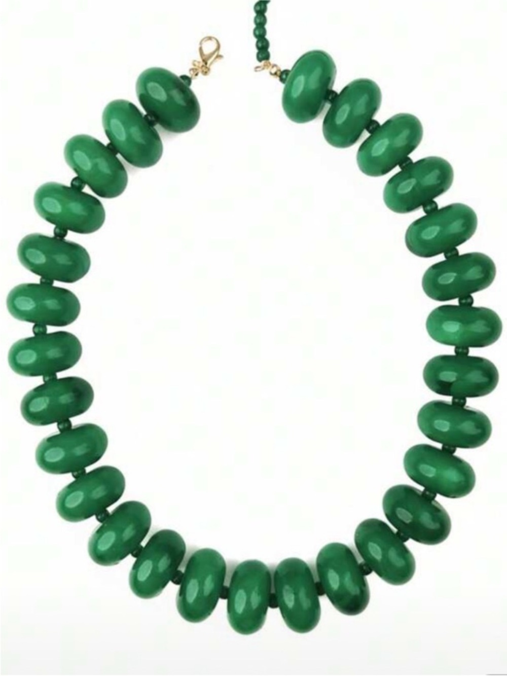 New! Green Emerald Chunky Beaded Resin Statement Joan Necklace